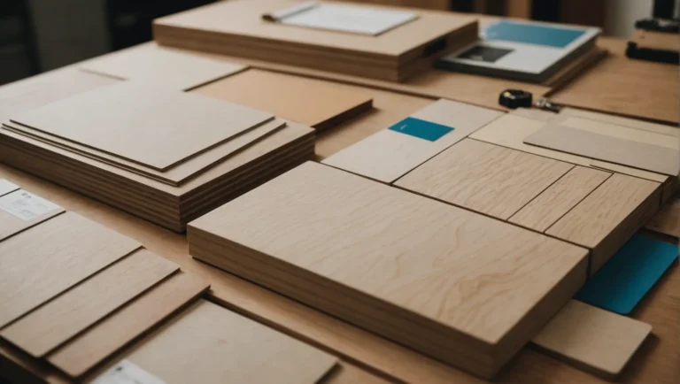 Various types of plywood samples for office furniture