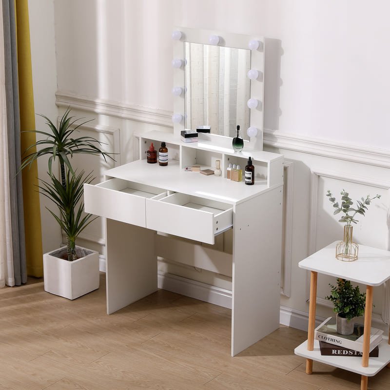 Affordable MDF dressing table with mirror and storage - stylish budget-friendly vanity for small bedrooms
