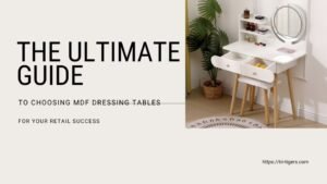 A printed guide titled “How to Choose MDF Furniture” resting on a wooden desk, featuring pages with tips, illustrations, and comparison charts.
