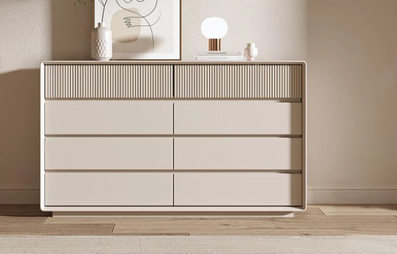 Modern MDF board furniture - sleek painted bookshelves and cabinets with smooth finish