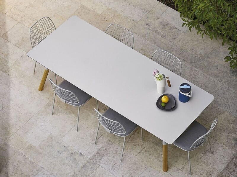 Powder-coated aluminum patio furniture resistant to rust, fading, and harsh weather for long-lasting durability.