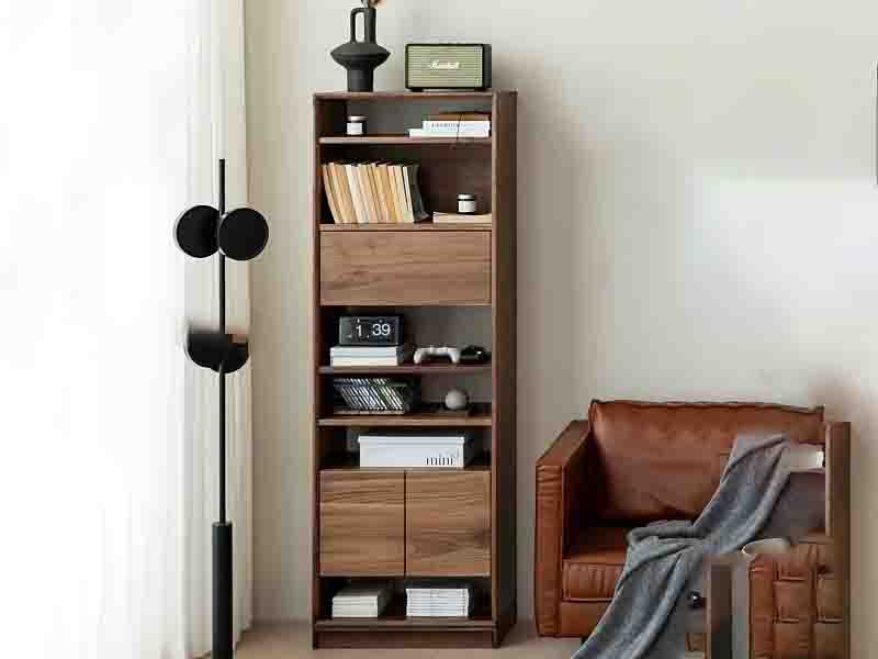 Solid wood and reinforced MDF book storage furniture with dovetail joinery