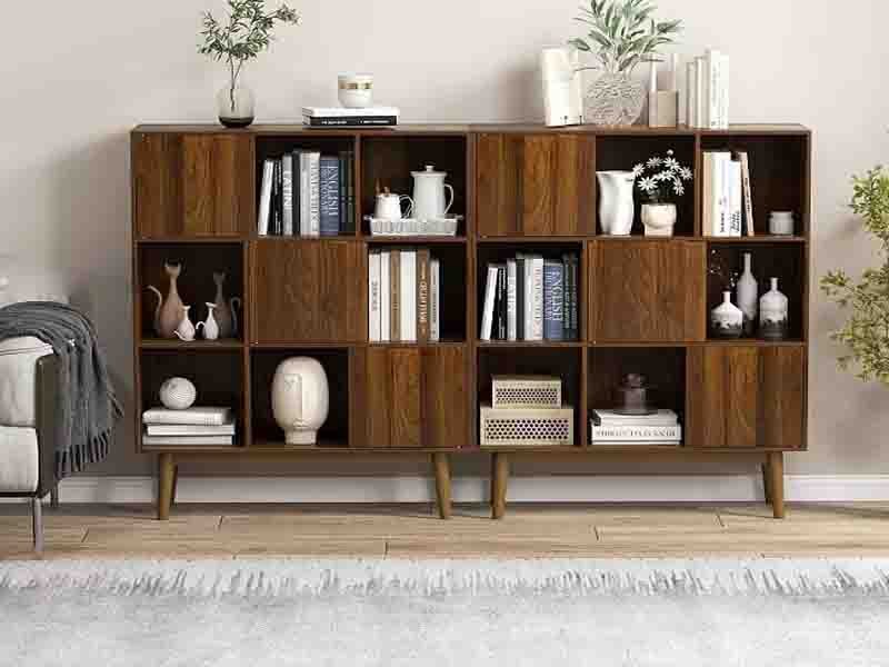 Floor-standing MDF bookcase with 5 adjustable shelves, shaker-style doors optional