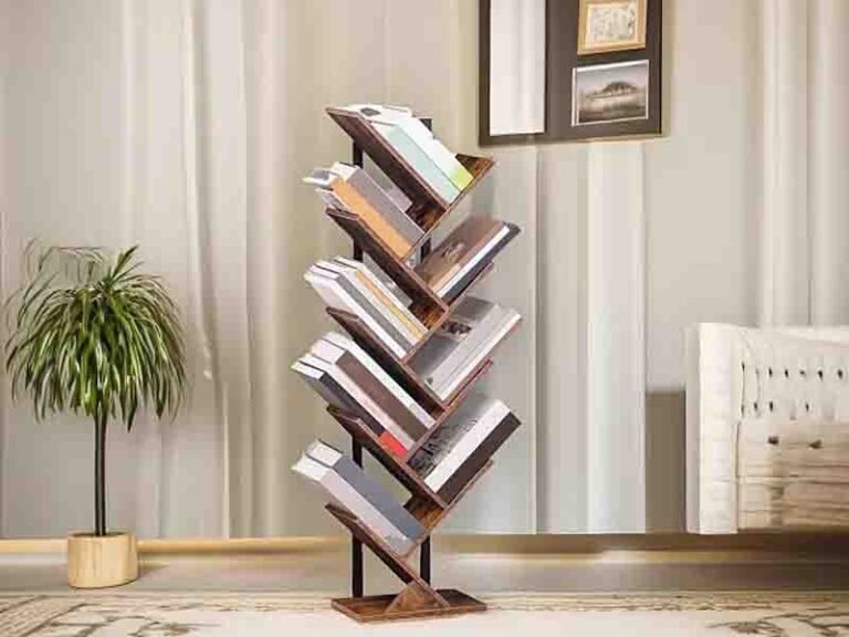 MDF bookshelf unit with adjustable shelves, painted white finish