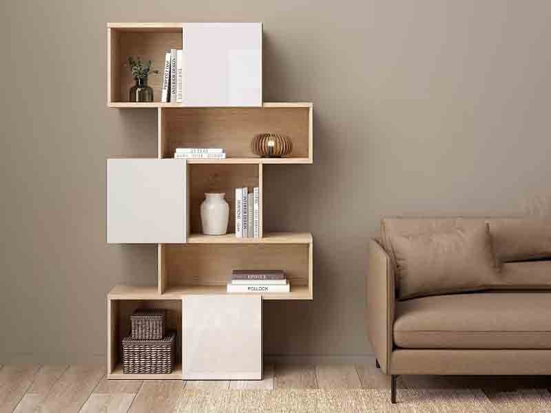 Engineered wood bookcase with reinforced shelves demonstrating excellent stability and support.