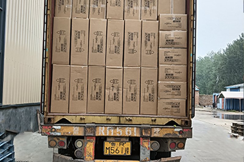 Overhead view of fully loaded container showing balanced stacking