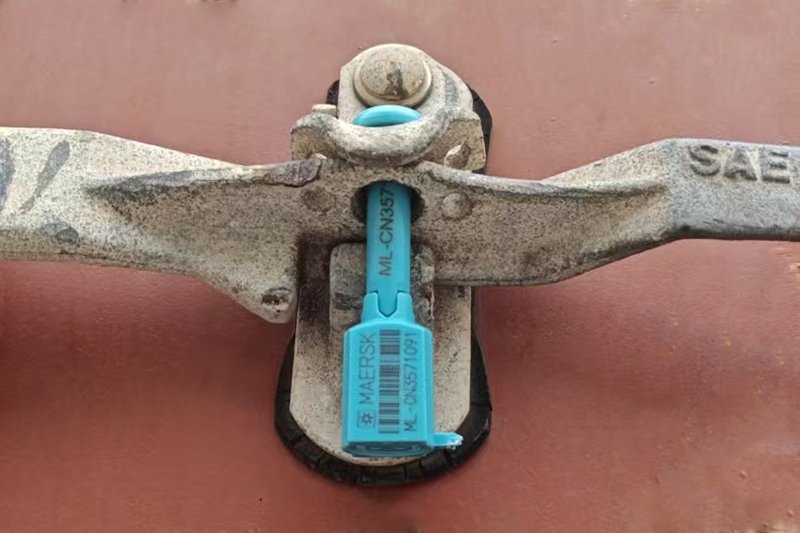 Container seal number close-up with documentation