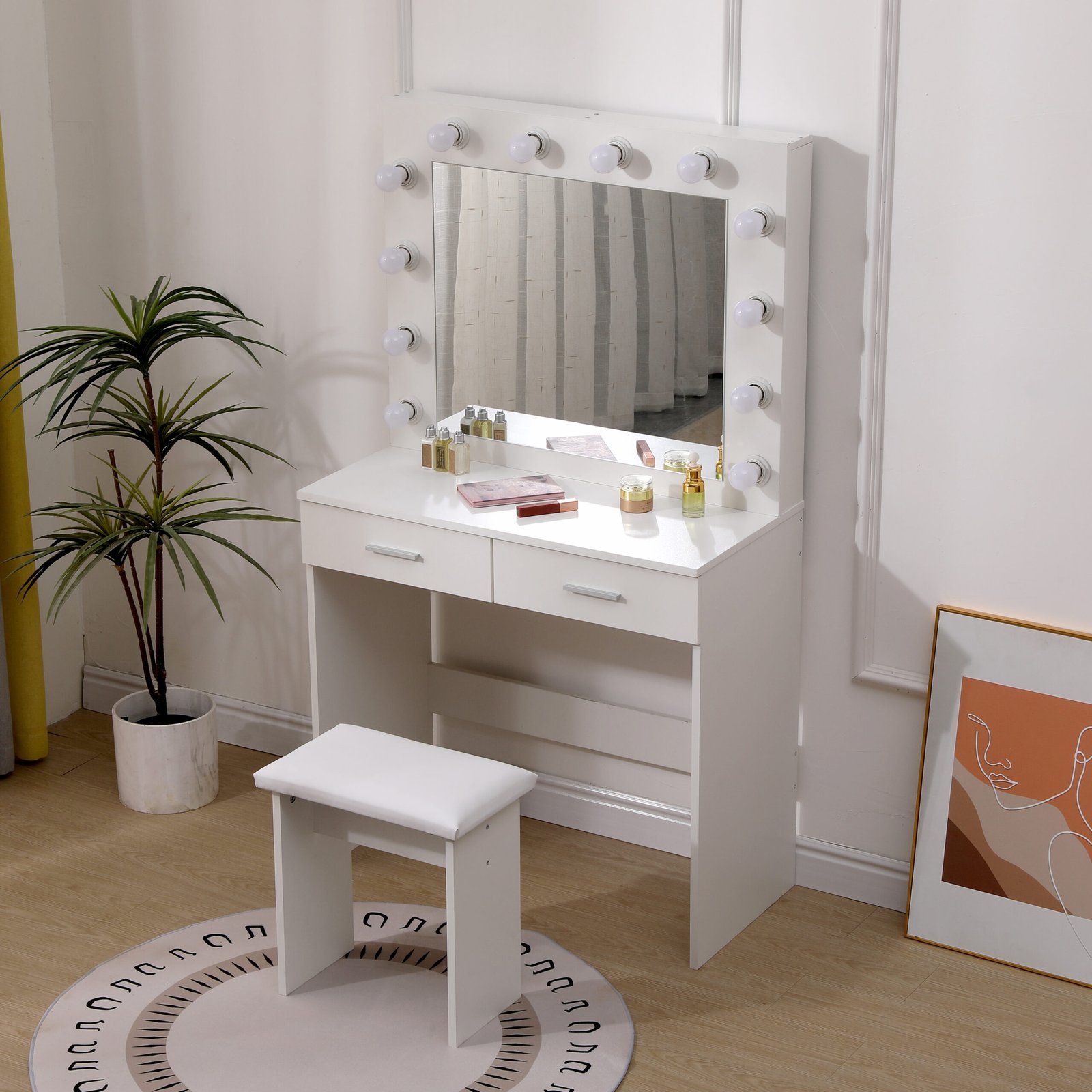 Modern bulk dressing tables arranged in a showroom, ideal for bedroom furniture collections.