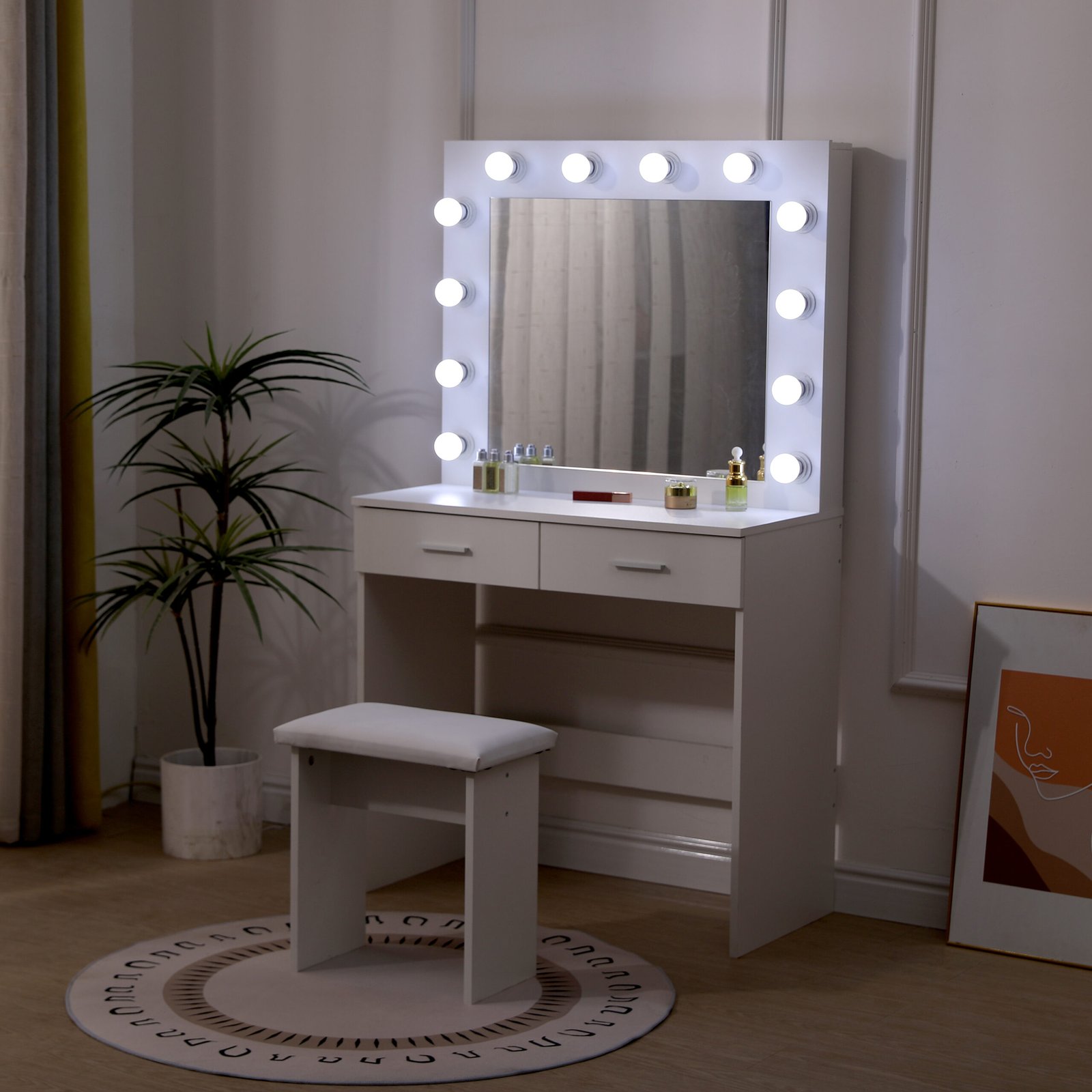 Modern dressing table from wholesale supplier features spacious storage and elegant design for bedroom decor.