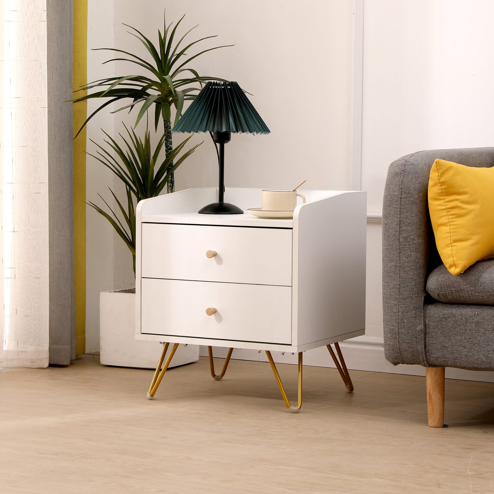 Modern wood nightstand with drawer and open shelf for bedroom storage
