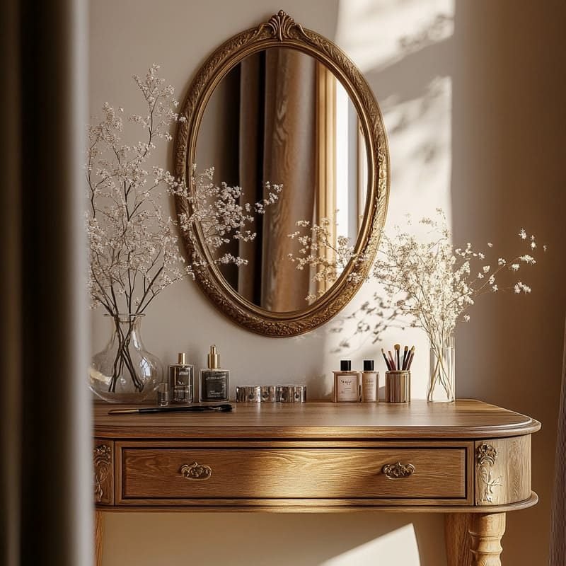 Oak Wood Dressing Table_4
